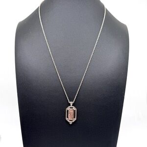 Vintage Avon Frosted Pink Fauc Camphor Glass Silvertone Necklace